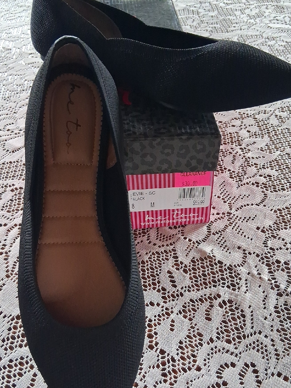 EVIE Black Textured Ballet Flats